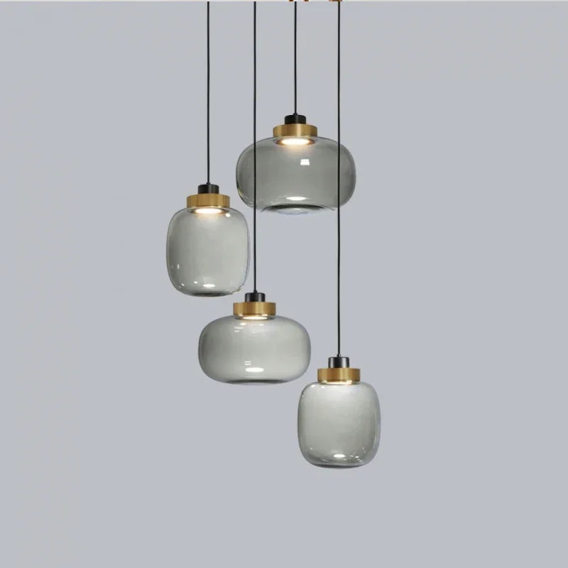 Nordic Glass Pendant Light with Copper Accent