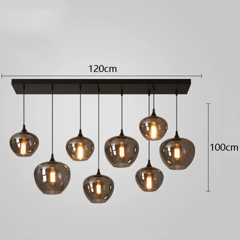 Nordic Smoke Glass Pendant Light for Dining Room