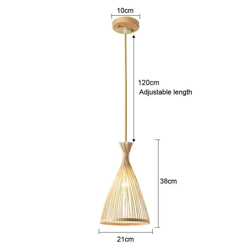 Bamboo Hand Weaving Pendant Lights 36cm Hanging LED Ceiling Lamp Chandelier Fixture Rattan Hand Craft Woven Home Bedroom Decor
