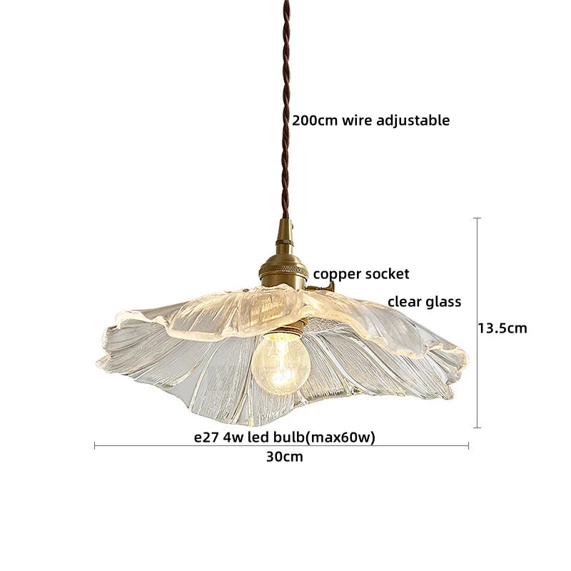 Nordic Glass Pendant Light with Copper Fixture
