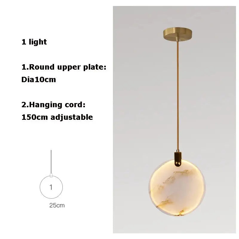 Luxury Alabaster Marble Disc Chandelier for Staircase and Lobby
