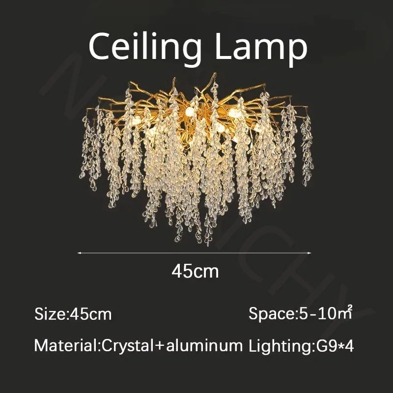 Branch-Shaped Modern Crystal LED Chandelier Pendant Light
