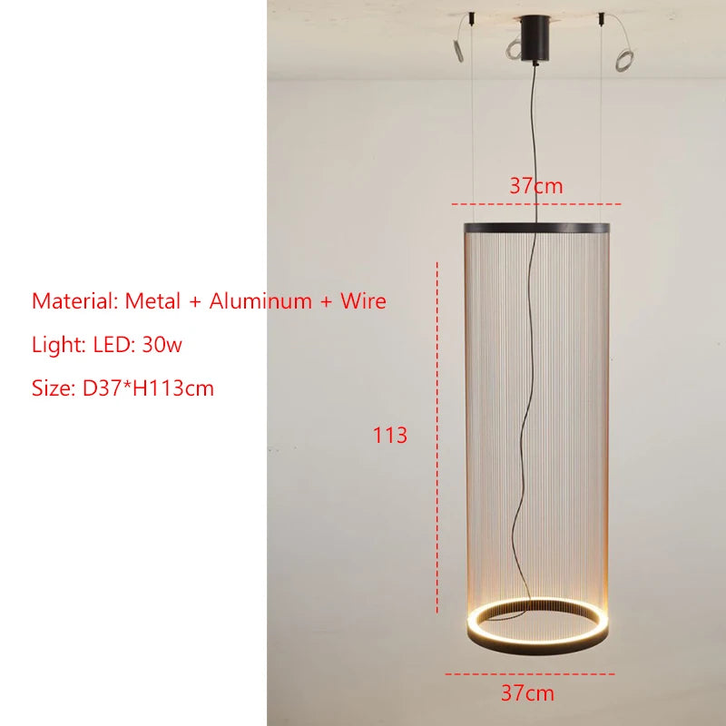 Wabi Sabi Mesh Cone Pendant Light with LED Ring for Staircase and Loft