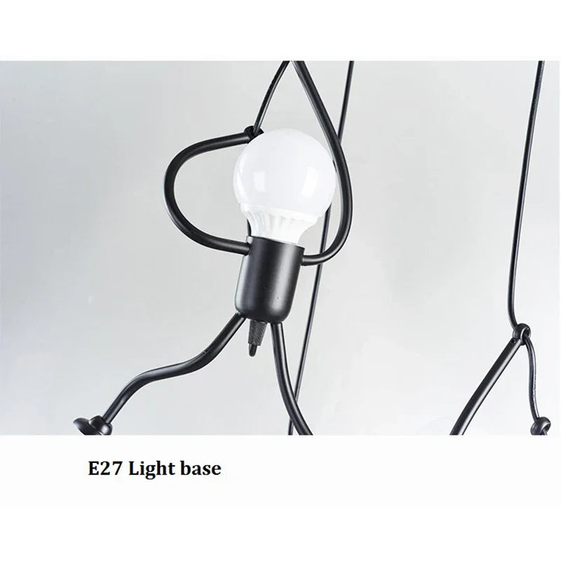 Playful Iron Climbing Man Pendant Light in Black for Kids Room