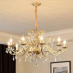 Gold Wrought Iron Crystal Chandelier