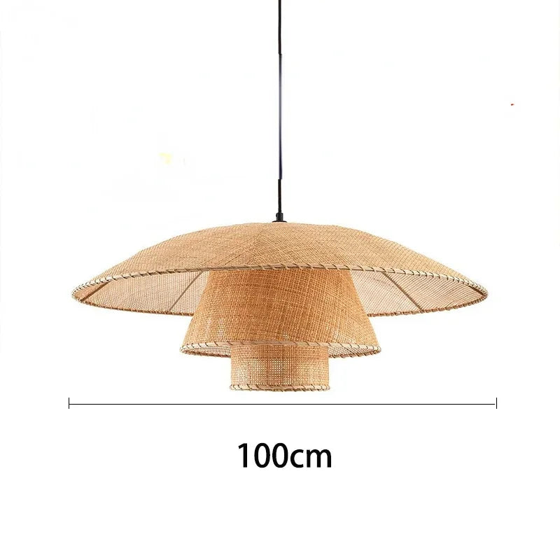 Vintage Rattan Pendant Lamp Handmade Suspension