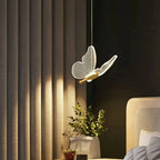 Butterfly LED Pendant Light in Gold with Clear Wings for Bedside