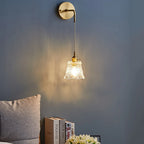 Vintage Textured Flower Glass Pendant Light with Brass Fitting for Bedside