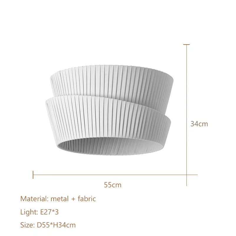 Nordic Minimalist Iron Pendant Light with Fabric Shade