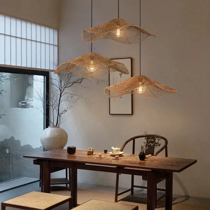 Retro Rattan Pendant Light for Dining Room & Cafe
