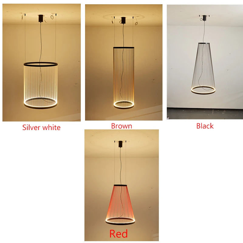 Wabi Sabi Mesh Cone Pendant Light with LED Ring for Staircase and Loft