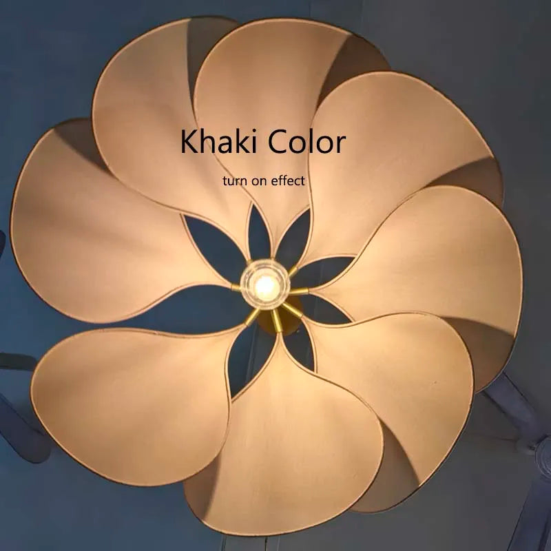 Sheer Petal Flower Fabric Pendant Light in Nine Colors for Bedroom