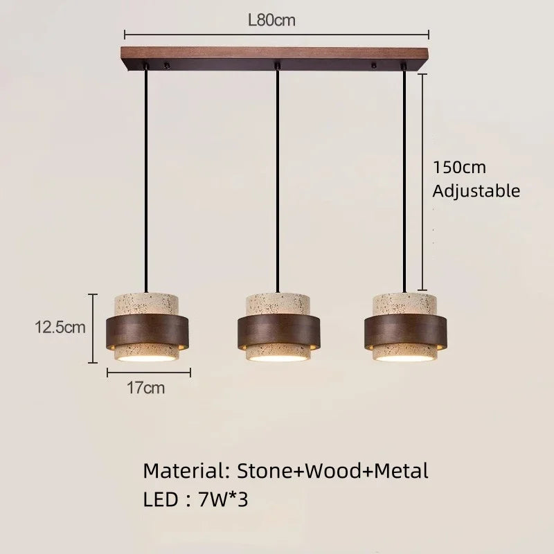 Nordic Wood Stone Pendant Light for Dining Room