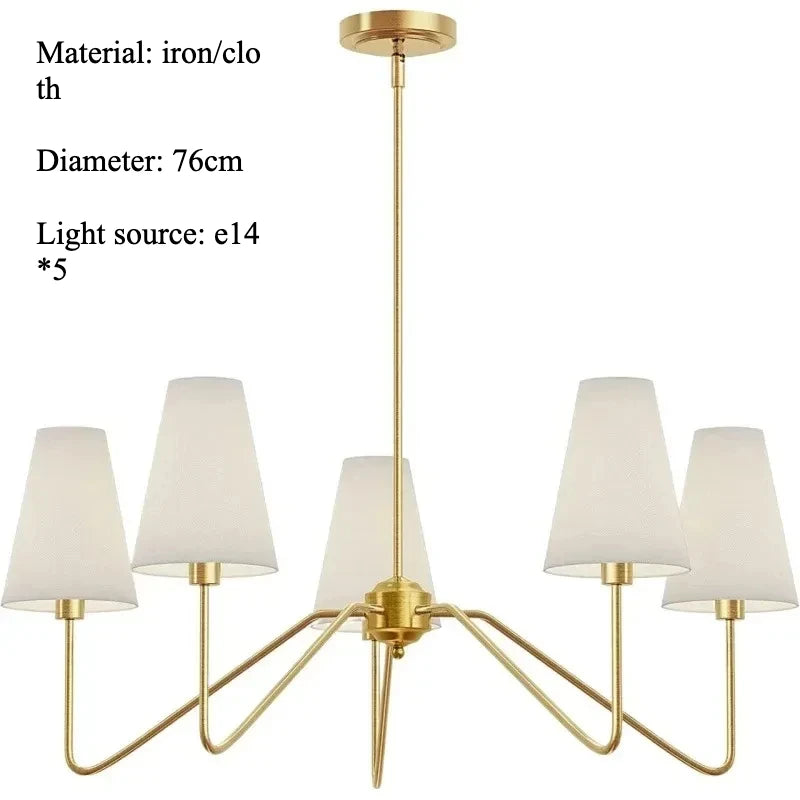 Nordic Iron Pendant Light with Fabric Shades