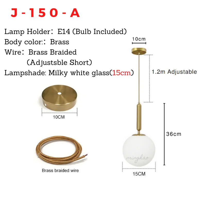 Lámpara Colgante Nórdica Minimalista de Bola de Cristal
