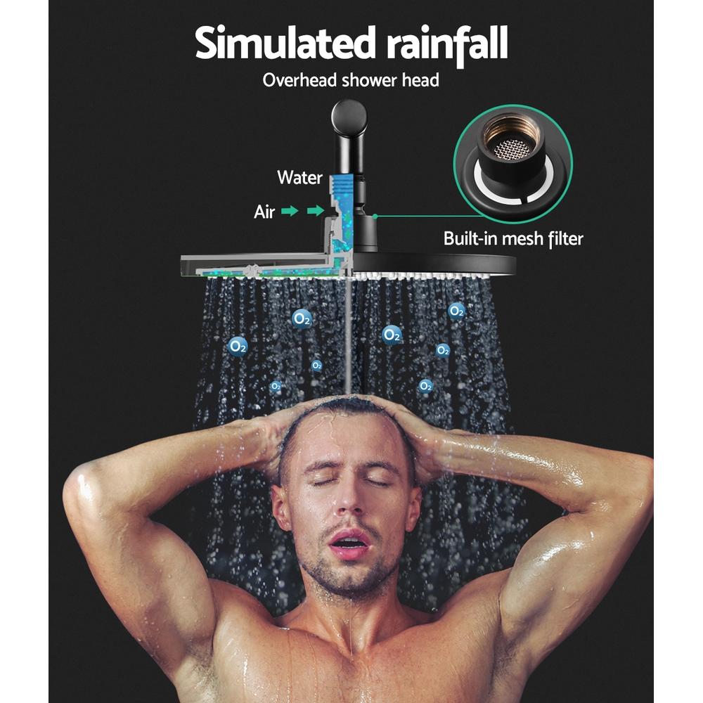 Cefito 9'' Rain Shower Head Set Handheld Round High Pressure Twins Tap