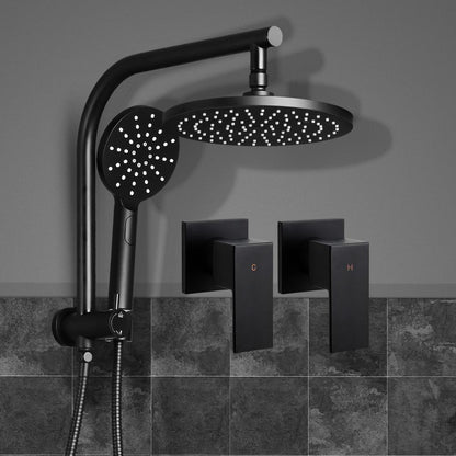Cefito 9'' Rain Shower Head Set Handheld Round High Pressure Twins Tap