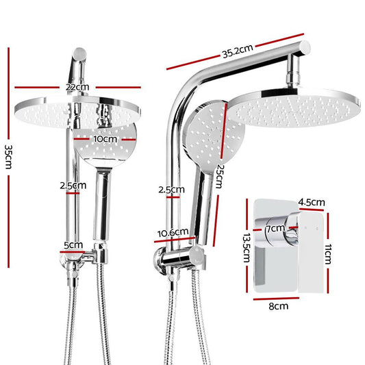 Cefito 9'' Rain Shower Head Set Handheld Round High Pressure Mixer Tap