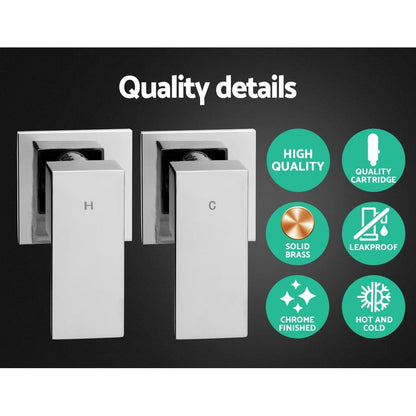 Cefito 9'' Rain Shower Head Set Handheld Round High Pressure Twins Tap