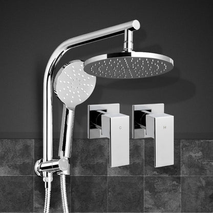 Cefito 9'' Rain Shower Head Set Handheld Round High Pressure Twins Tap