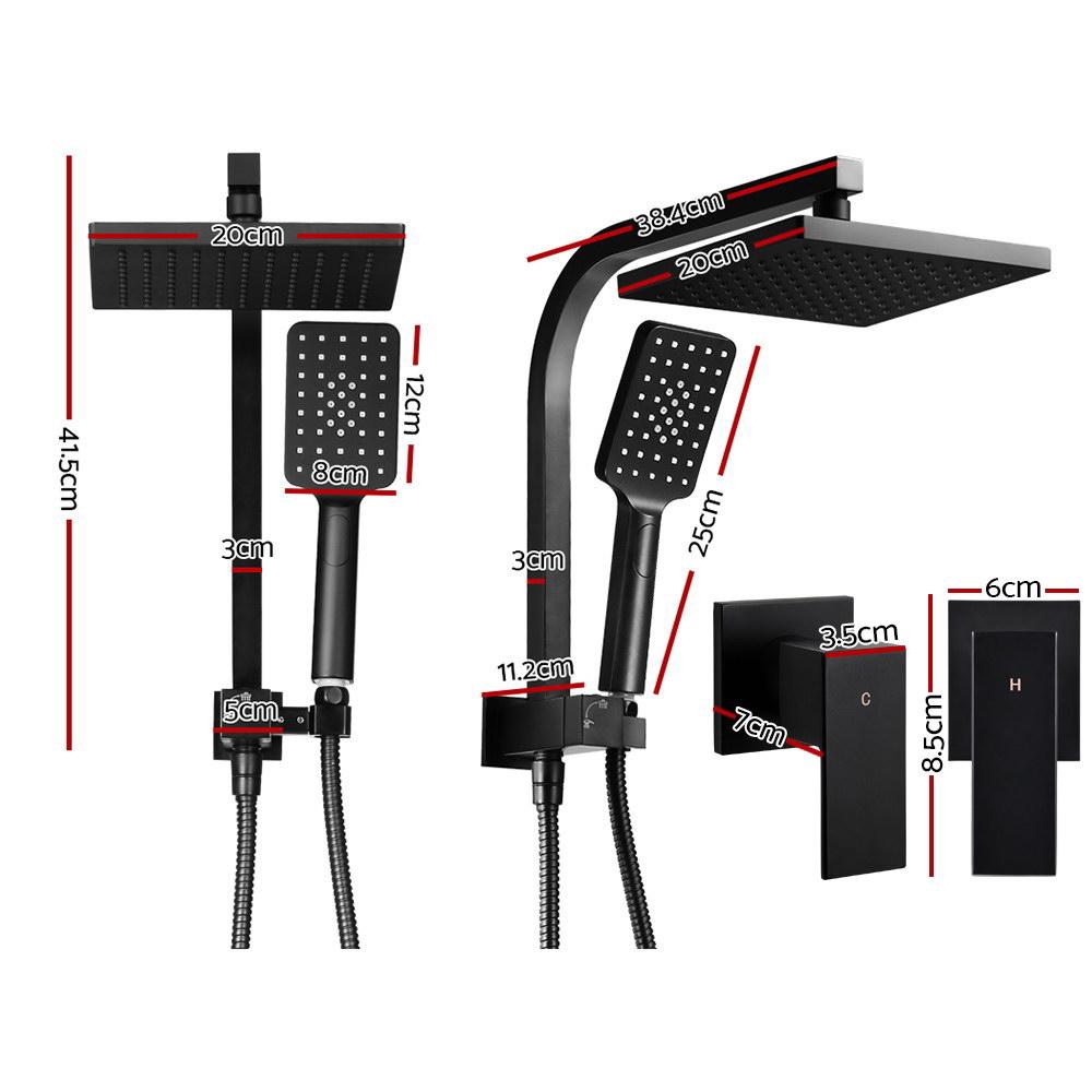 Cefito 8'' Rain Shower Head Set Handheld Round High Pressure Twins Tap