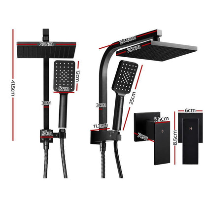 Cefito 8'' Rain Shower Head Set Handheld Round High Pressure Twins Tap