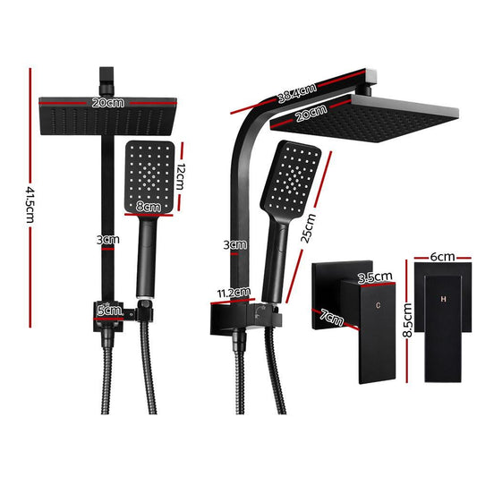 Cefito 8'' Rain Shower Head Set Handheld Round High Pressure Twins Tap