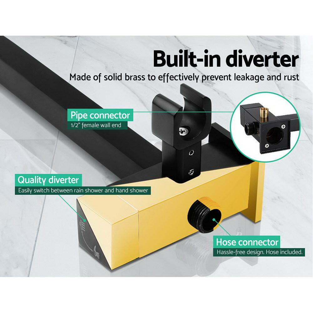 Cefito 8'' Rain Shower Head Set Handheld Round High Pressure Twins Tap
