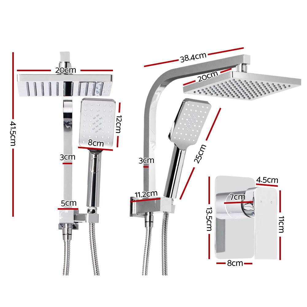 Cefito 8'' Rain Shower Head Set Handheld Round High Pressure Mixer Tap