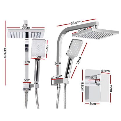 Cefito 8'' Rain Shower Head Set Handheld Round High Pressure Mixer Tap