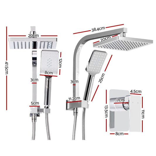 Cefito 8'' Rain Shower Head Set Handheld Round High Pressure Mixer Tap