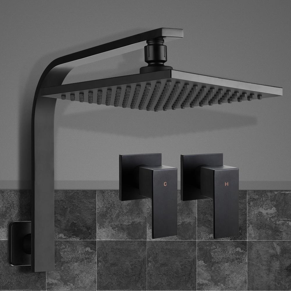 Cefito 8'' Rain Shower Head Wall Arm Square High Pressure Twins Tap