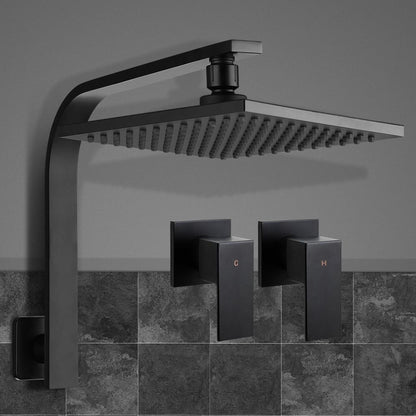 Cefito 8'' Rain Shower Head Wall Arm Square High Pressure Twins Tap