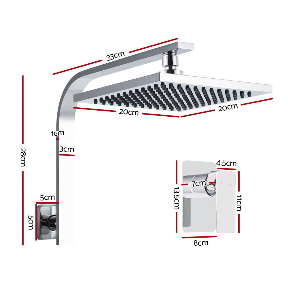 Cefito 8'' Rain Shower Head Wall Arm Square High Pressure Mixer Tap