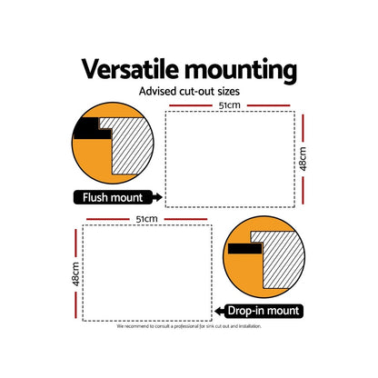 Cefito 53cm x 50cm Stainless Steel Kitchen Sink Under/Top/Flush Mount