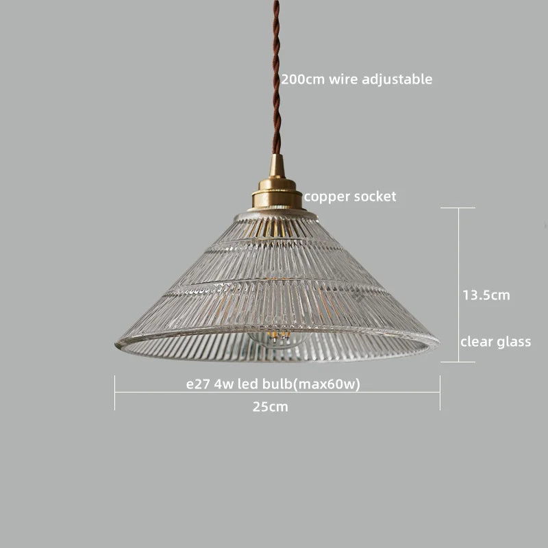Nordic Glass Pendant Light with Copper Fixture