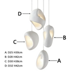 Wabi Sabi Organic Sculpted Pendant Light in White and Gray for Staircase
