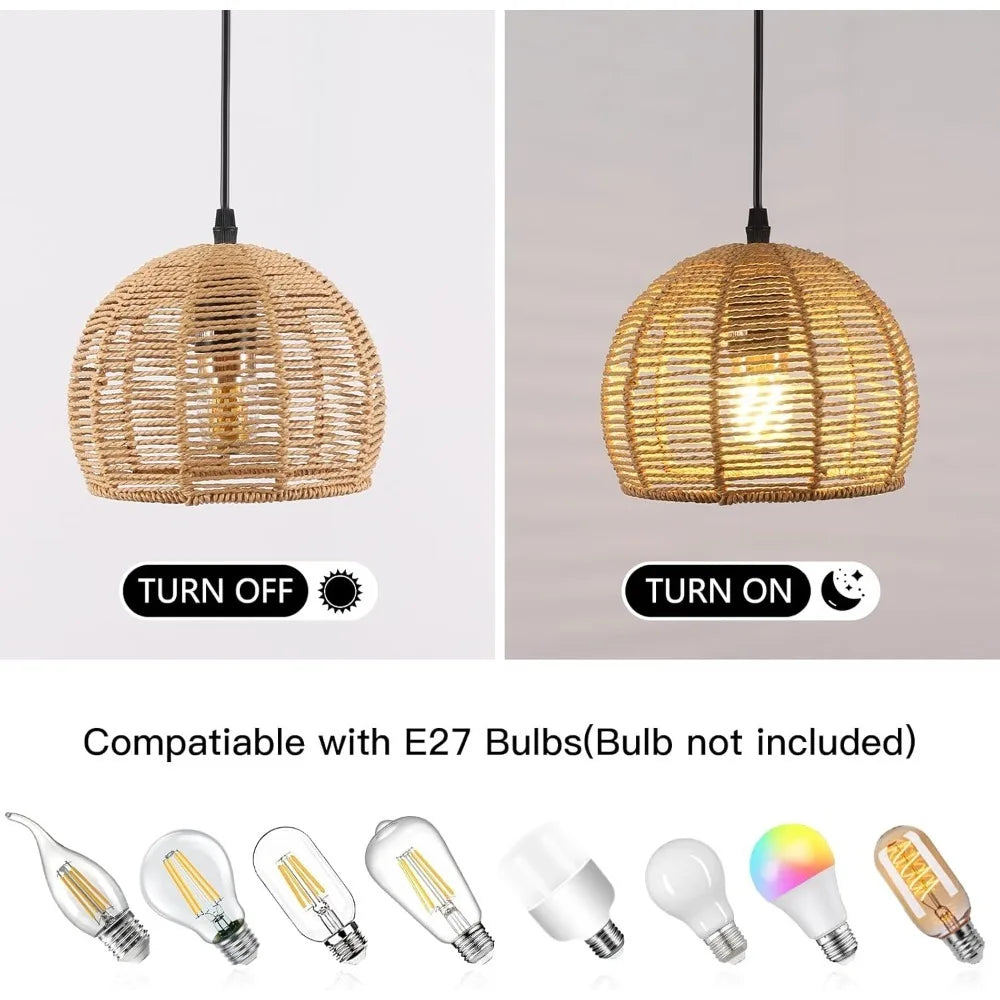 Bohemian Rattan Pendant Light for Dining Room