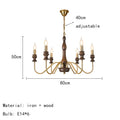 Retro Metal Chandelier with Dark Wood Accents