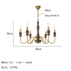 Retro Metal Chandelier with Dark Wood Accents