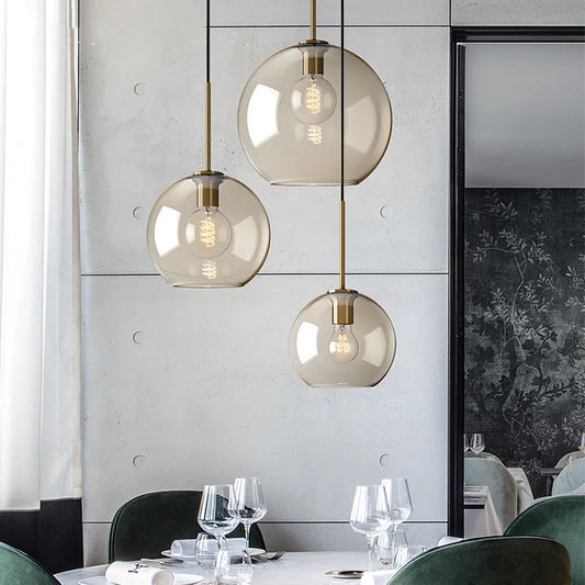 Nordic Glass Pendant Light Cognac for Dining Room