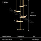Nordic Acrylic Bird Pendant Light for Stairwell