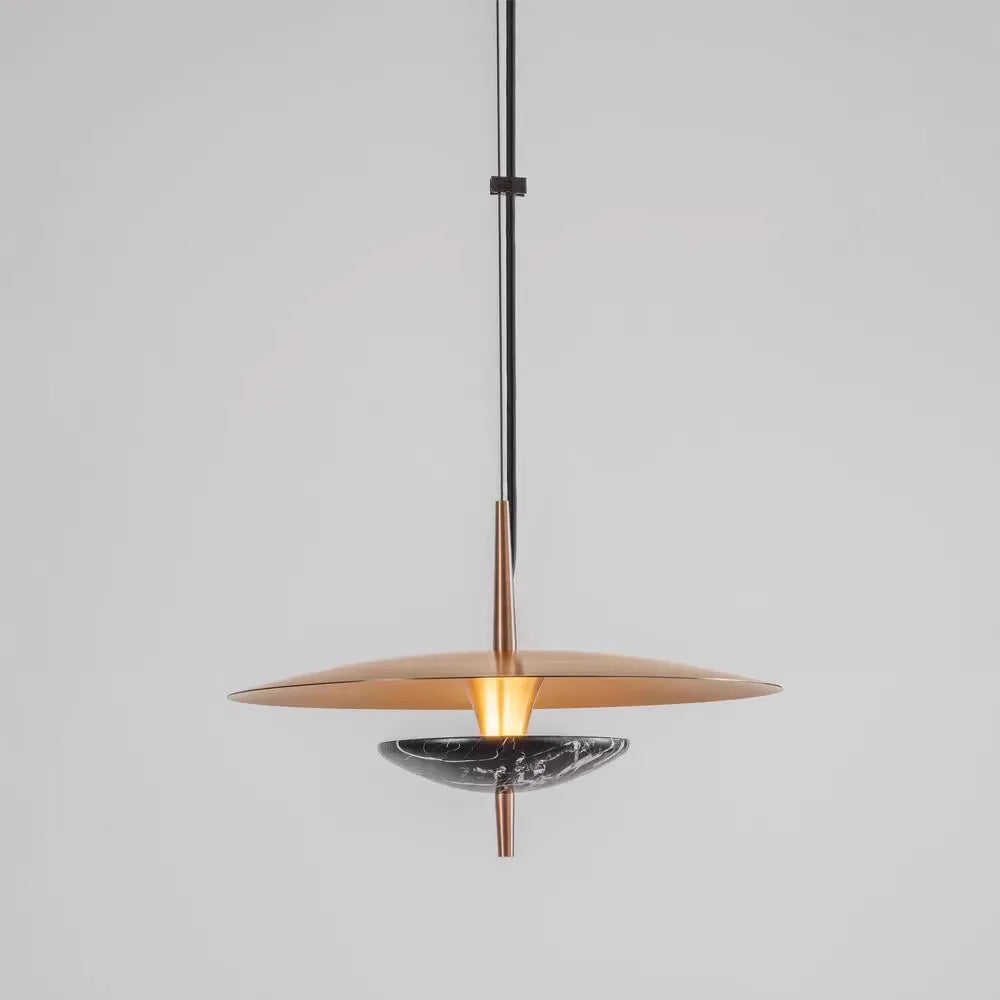 Minimalist Iron Pendant Light with Marble Detail