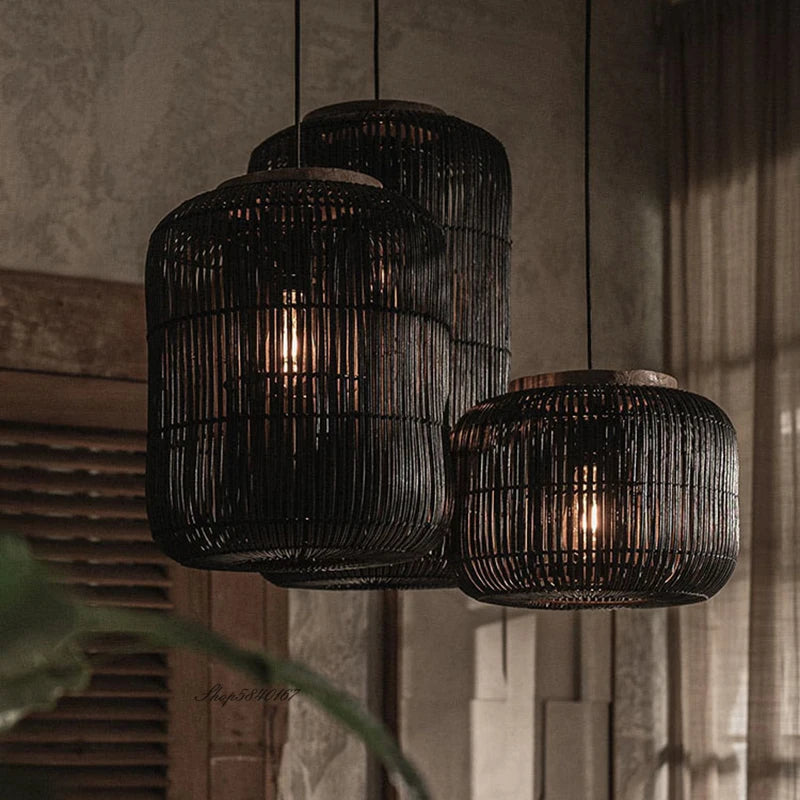 Wabi-sabi Rattan Hand-woven Pendant Light