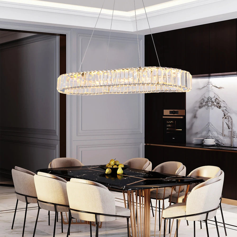 Modern Crystal Oval LED Chandelier Ceiling Lamp