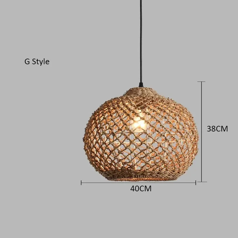 Bohemian Rattan Woven Pendant Light for Dining