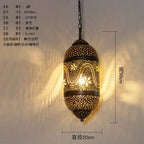 Moroccan Carved Brass Lantern Pendant Light for Restaurant and Hallway
