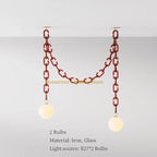 Art Deco Glass Chain Swag Pendant Light with Opal Globes for Dining Room