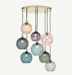 Nordic Dimpled Glass Ball Pendant Light in Jewel Colors for Kitchen