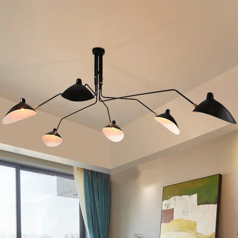 Mouille Ceiling Lamp Nordic Spider Pendant Light Multi 3/6heads for Living Room Bedroom Black Luminaire Home Decor